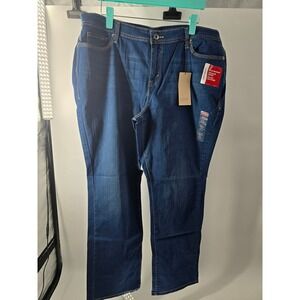 Levis 580 Curvy Straight Jeans Womens 22W M Dark Wash Blue Stretch Denim New‎